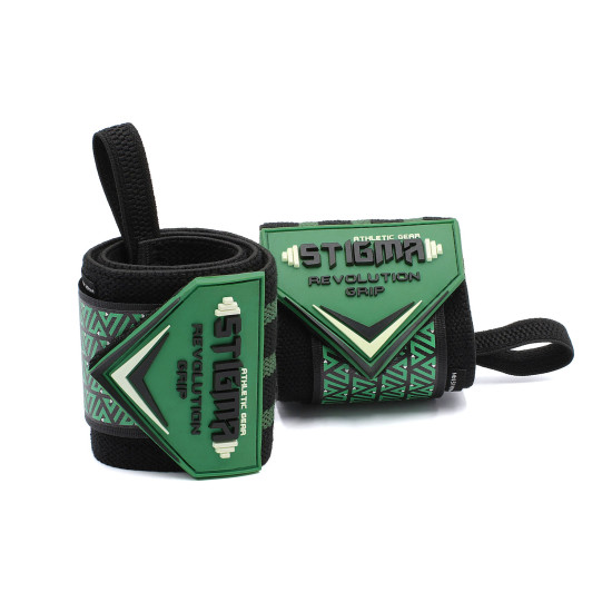 Revolution Grips Wrist Wraps 18" | emerald green Stripes